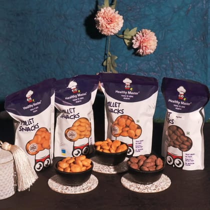 Healthy Master Millet Balls Combo (Ragi, Cheesy Oregano, Peri Peri And Cheddar Cheese Balls), 100 gm Each - Pack of 4