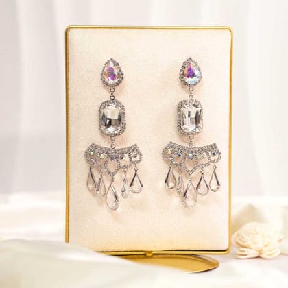 Heritage Crystal Tassel Earrings-Silver