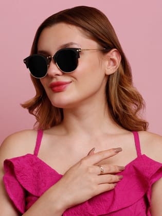 SUNNIES Large Full Frame Metal.Plastic Round Solid Polarized Women Sunglasses-SNS-11699-C025