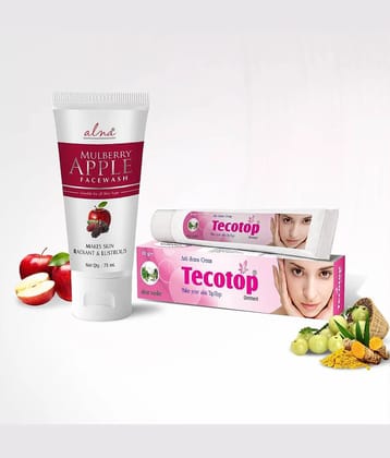 Alna Mulberry Apple Face Wash 75ml with Tecotop Anti Scars Cream 30gm , Pack of 2