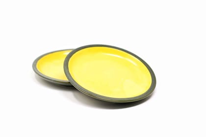 Kitchenwala Decorative Side Plates Lemon Yellow Colour (Set of 2)
