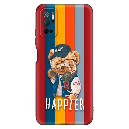 Enjoy Happier POCO M3 PRO Premium Embossed Mobile cover