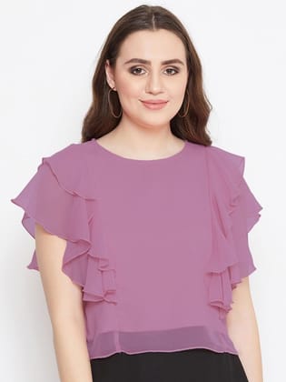 Flutter Sleeve Georgette Tiered Top