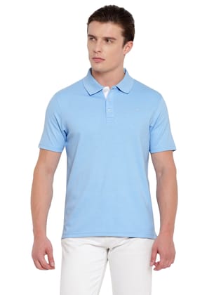 Men's HexaFresh Polo Collar T-Shirt - Breathable Cotton Poly Blend-L / Powder Blue