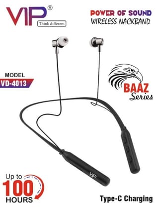 VIP VD-4013 BAAZ SERIES NECKBAND Wireless Version-5.0, Music Time- Up To 36 Hrs,Standby Time-Over 100 Hrs, Charging Time-1-2 Hrs, Charging Type -Type C Charging, Charging Power-260mah, Trans