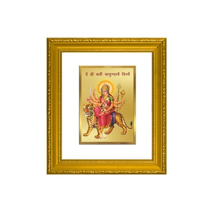DIVINITI Durga Gold Plated Wall Photo Frame| DG Frame 101 Wall Photo Frame and 24K Gold Plated Foil| Religious Photo Frame Idol For Prayer(15.5CMX13.5CM)