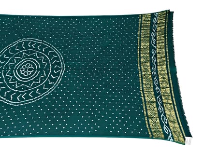 Bandhani Dupatta All Over Green Color Fancy Design Art Gaji Dupatta  by KalaSanskruti Retail Private Limited