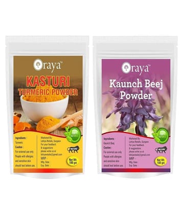 ORAYA 100% Pure Kasturi Turmeric Haldi And Kaunch Beej Powder Face Pack 200 gm Pack of 2