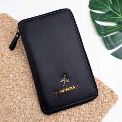 PERSONALISED ZIPPERED TRAVEL CASE - BLACK-Black