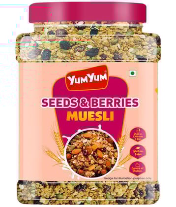 Yum Yum Seeds & Berries Muesli 750g | Whole Grain, Raisins, Cranberries, Watermelon Seeds, Pumpkin Seeds | High Source of Protein | Instant Breakfast Cereal | High in Fiber | Source of Calci