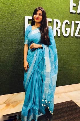 Handwoven Pure Linen Saree