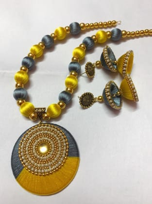 Elegant Dual-Tone Silk Thread Jewellery Set