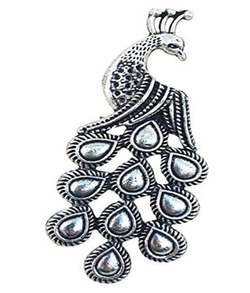Sunhari Jewels Silver Oxidised Peacock Ring for Girls & Women - None