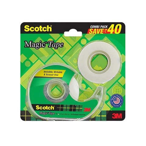 3M Scotch Magic Tape Refill Roll 810 Series With Dispenser - The Original Matte Finish Invisible Tape (1 Roll - Width 1.9 Cm Length 32.9 M), 1 Piece