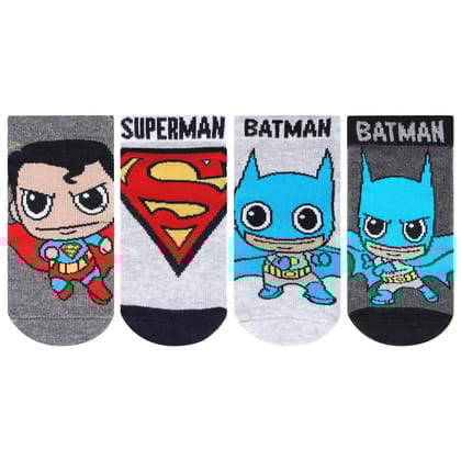 Chibi Batman & Superman Unisex Socks - Pack Of 4 Assorted 6 - 12 Months