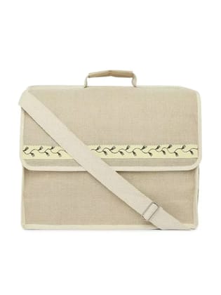 Tisser Canvas laptop bag With Warli Painted Stripe
