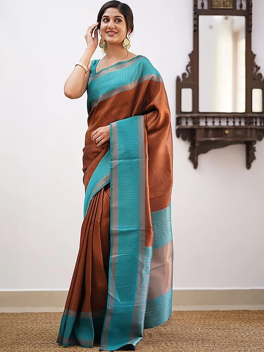 Striped Zari Banarasi Saree