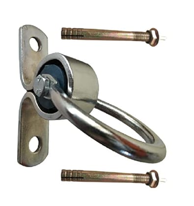 Q1 Beads 1 Pc Swing Jhula Bearing Kada Ring Ceiling Hook with 4 Inch Pin Fasteners(2) - Heavy Duty(Chrome,Round)