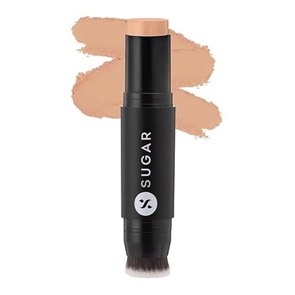 SUGAR Cosmetics - Ace Of Face - Foundation Stick - 45 Con Panna (Medium Beige Foundation with Golden Undertone) - Waterproof, Full Coverage Foundation for Women with Inbuilt Brush - 12 g