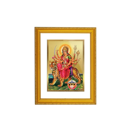 DIVINITI 24K Gold Plated Durga Wall Photo Frame |DG Frame 101 Size 2 Wall Photo Frame, Religious Photo Frame Idol For Prayer (20.8CMX16.7CM)