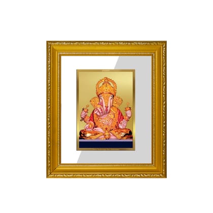 DIVINITI Dagru Ganesha Gold Plated Wall Photo Frame| DG Frame 101 Wall Photo Frame and 24K Gold Plated Foil| Religious Photo Frame Idol(15.5CMX13.5CM)