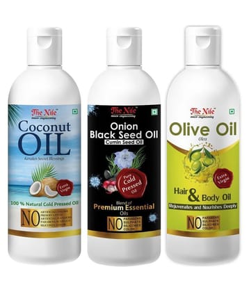 The Nile Coconut Oil 100 ML + Onion Black Seed 100 ML + Olive100 ML 300 mL Pack of 3