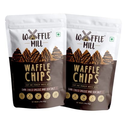 Waffle Mill - Waffle Chips - Dark Choco Drizzle And Sea Salt - Pack of 2 - 170  gm