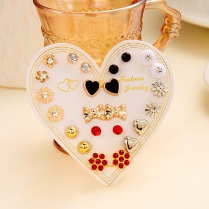 12 Pair Stylish Earrings Stud Combo Set