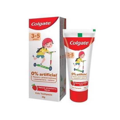 Colgate Kid's Toothpaste - 3-5 Years, Natural Strawberry Flavour, 0% Artificial, 70 gm Box