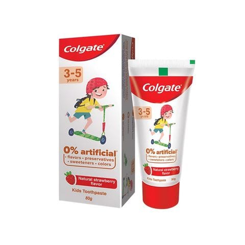 Colgate Kid's Toothpaste - 3-5 Years, Natural Strawberry Flavour, 0% Artificial, 70 gm Box