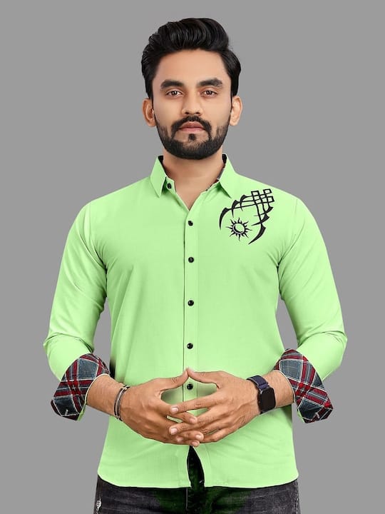 Relaxed Opaque Abstract Printed Cotton Casual Shirt