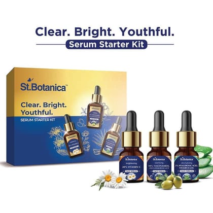 Serum Starter Kit: Pack of 3 Serums | Vitamin C, Hyaluronic Acid & Niacinamide Face Serum Kit For Clear, Bright & Youthful Skin | 3ml Each