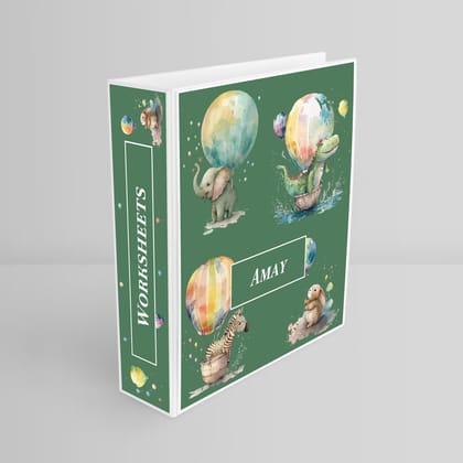Balloon Safari Binder File (kids)-Emerald