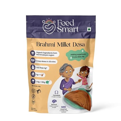 Feed Smart Instant Dosa Mix Batter - Superfood Ingredients Brahmi, Flax Seeds, Millets, Rich in Fibre Millet Dosa Mix - (150g)-150g Pack of 1