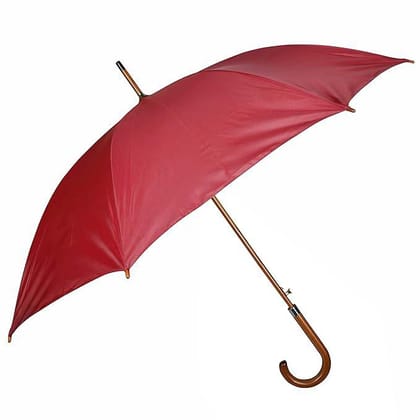 Fendo Major Straight 23 Inch Wooden Sun And RainProof Regural Umbrella For Men And Women (Maroon/Silver)