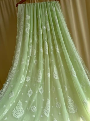 Georgette Chikankari saree in Green-Green