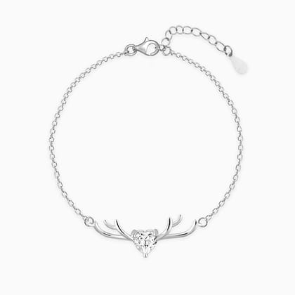 Silver Deer Heart Bracelet