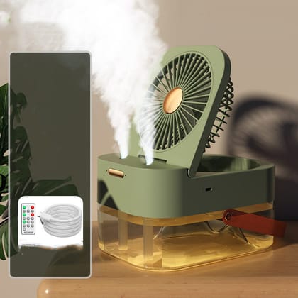 Humidifier Spray Fan Portable Fan Air Cooler Air Humidifier USB Fan Desktop Fan With Night Light For Summer Home Appliance-Green / With Remote Control / USB
