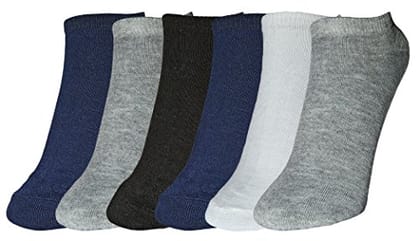 HAYBERG Men's Combed Cotton Plain Ankle Length Sports Socks (Multicolour, Free Size) - Pack of 6 Pair