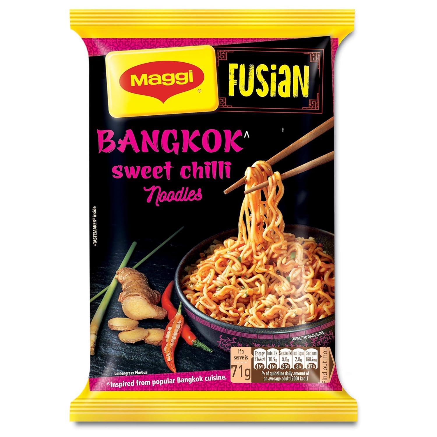 Maggi Fusian Bangkok Sweet Chilli Noodles Pouch, 71 G, Vegetarian