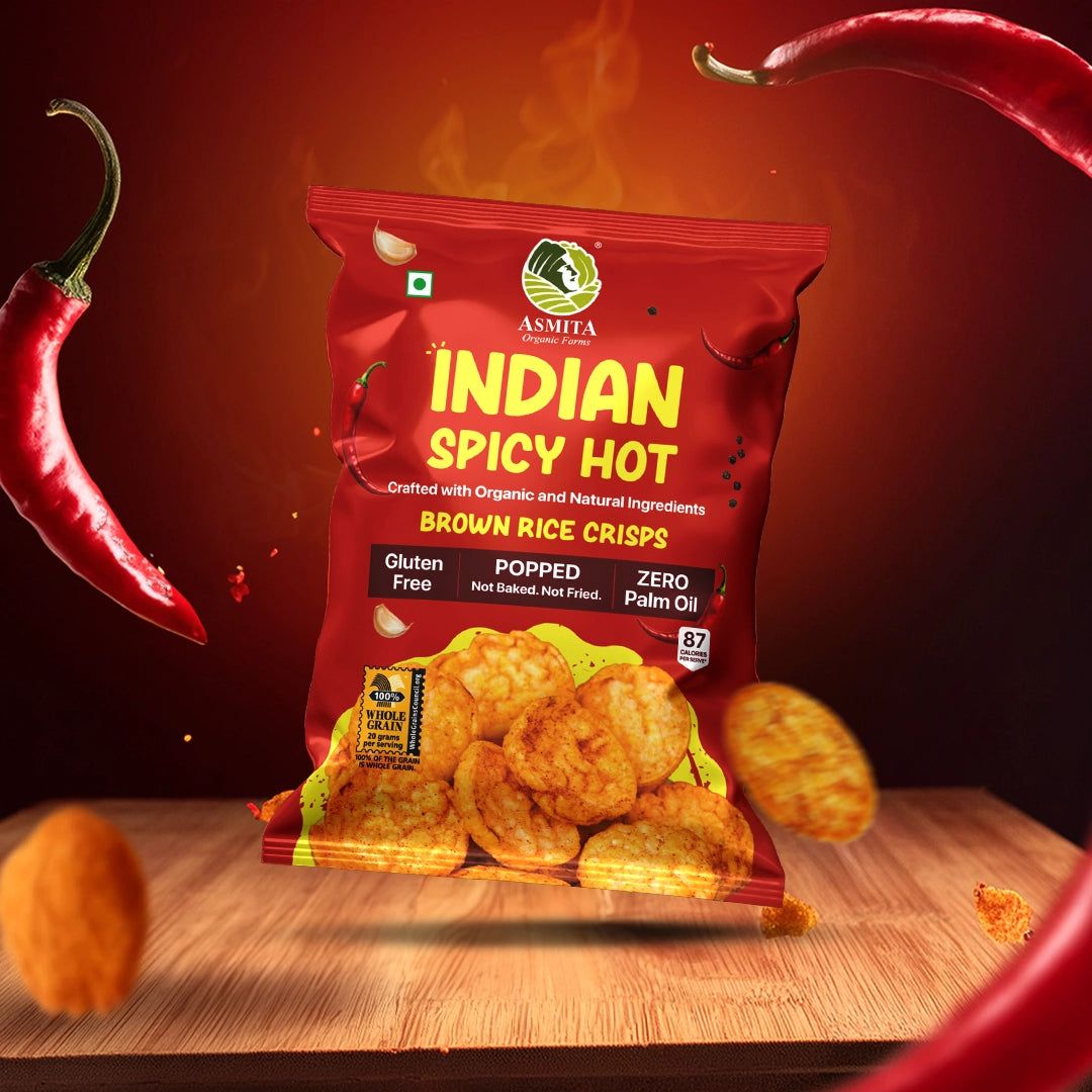 Brown Rice Crisps Indian Spicy Hot - 55gm (Pack of 3)-55 gm