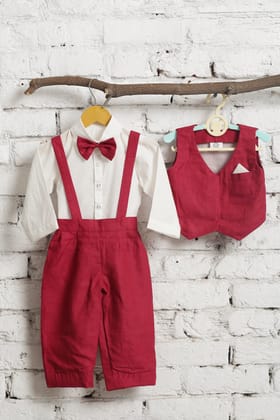 Linen Dungaree Set-0-6 months