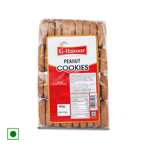 G Hazoor Cookies - Peanut, 400 gm Pack