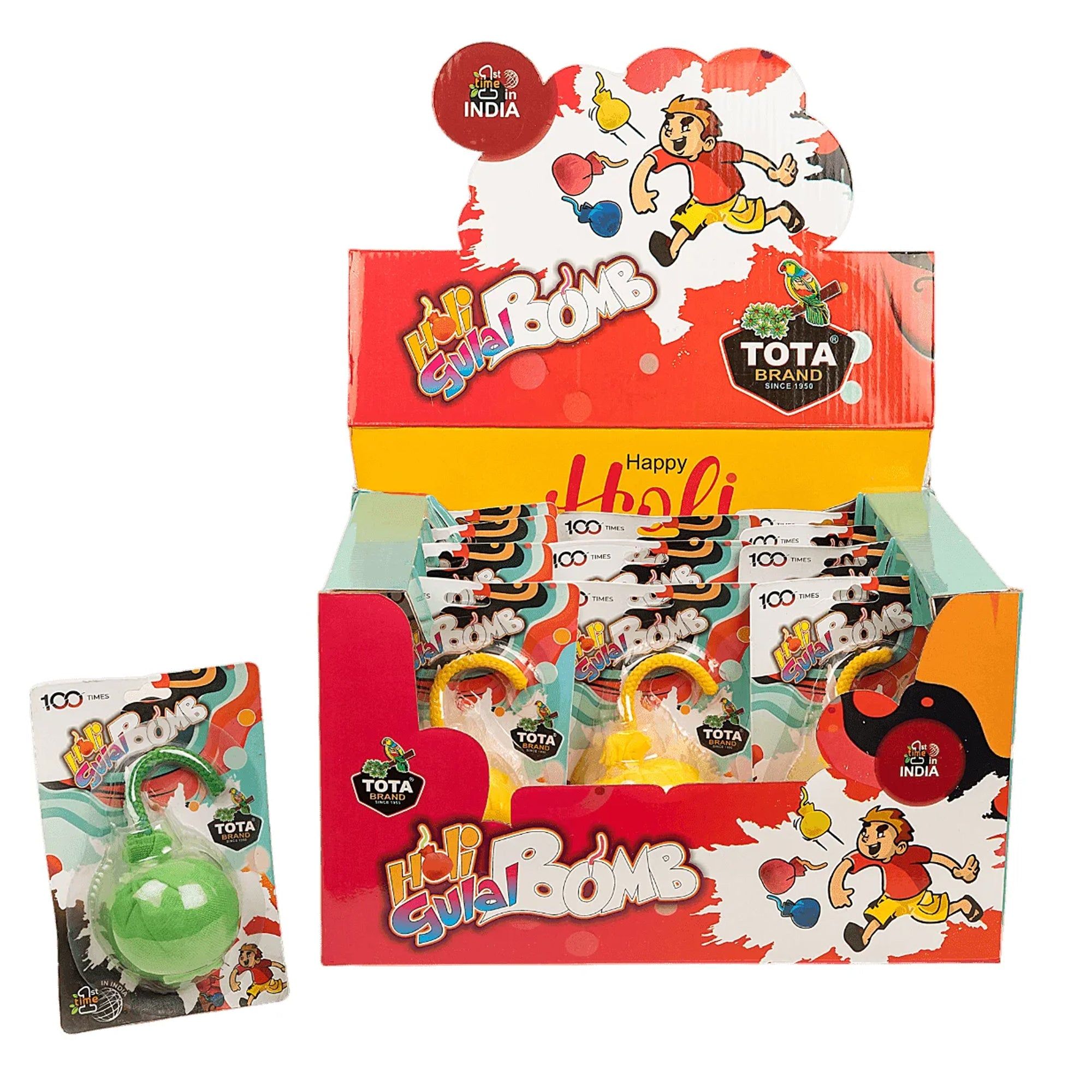 Tota Holi Gulal Ball 60gm | Holi Celebration Gulal Color Bomb Toy-1 Box (12 Bomb)