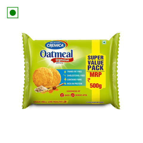 Cremica Oatmeal Trans Fat And Cholesterol Free, Fibre And Protein Rich Digestive Biscuits, 500 gm Pack