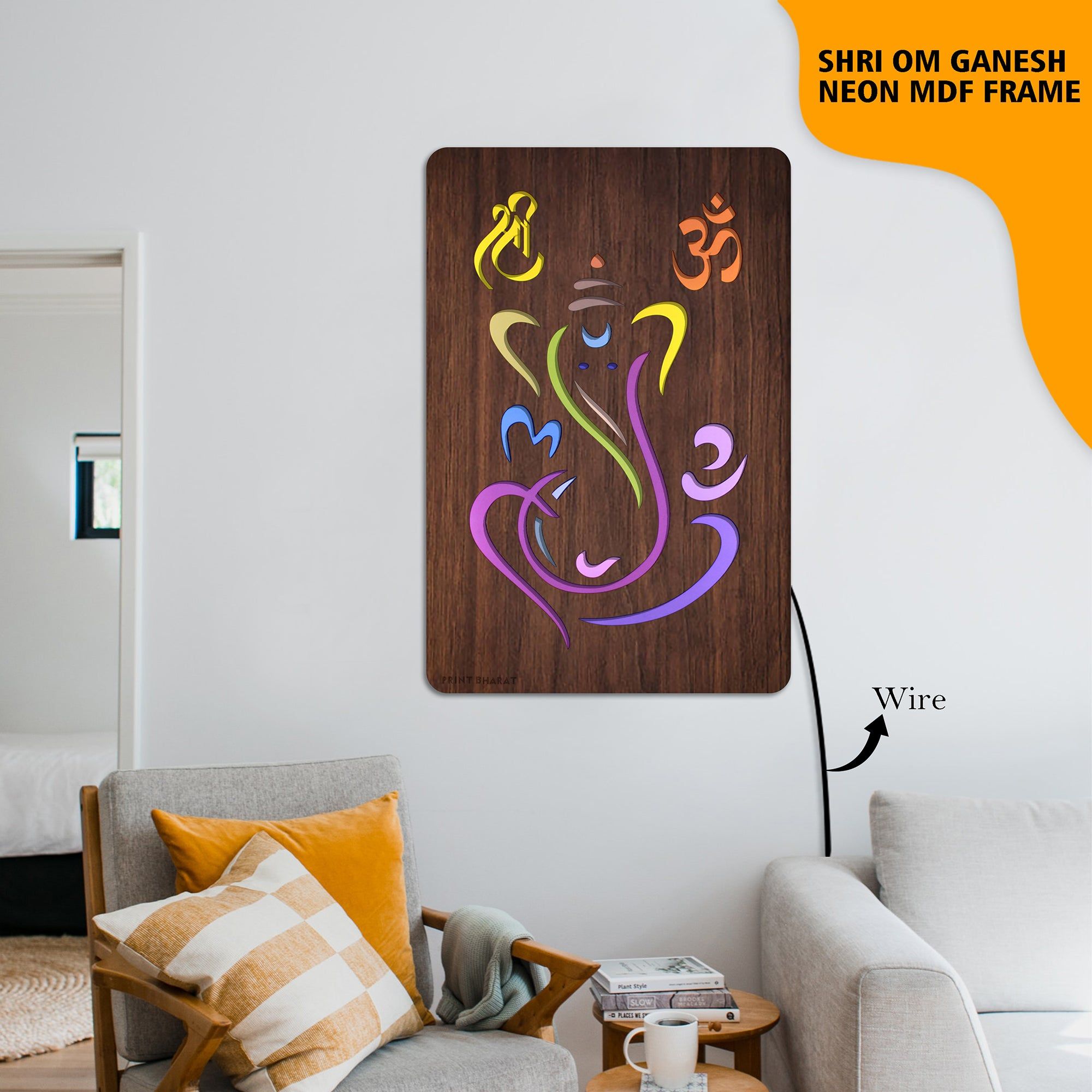 Neon MDF Shri Ganesh ji Frame-18*24