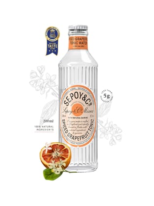 Sepoy & Co. Grapefruit Tonic Water, 200 ml - Pack of 12| Premium Paloma Mixer | Low Calorie | Aerated Drink | 100% Natural Ingredients