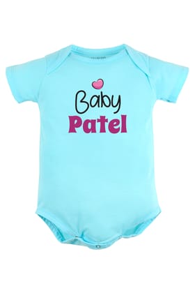 Baby (Pink) Custom Surname Baby Romper | Onesies-Baby Romper / 0-3 Months / Lightblue