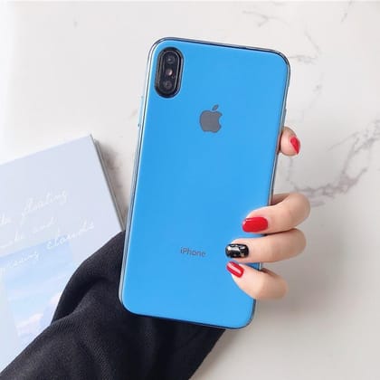 Sky Blue Border mirror Silicone case for Apple iphone Xs Max