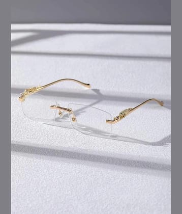 Ashru Gold Rectangular Sunglasses ( Pack of 1 ) - Medium